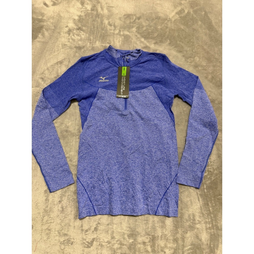Mizuno 1/4 Zip Pullover Women XS Blue Heathered Moisture Management 440631